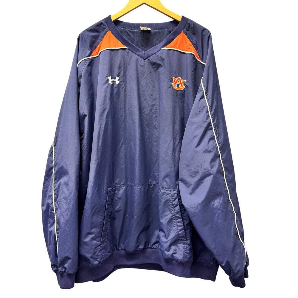 Auburn University Windbreaker Mens 3XL Blue Pullover Vented V-Neck Under Armour